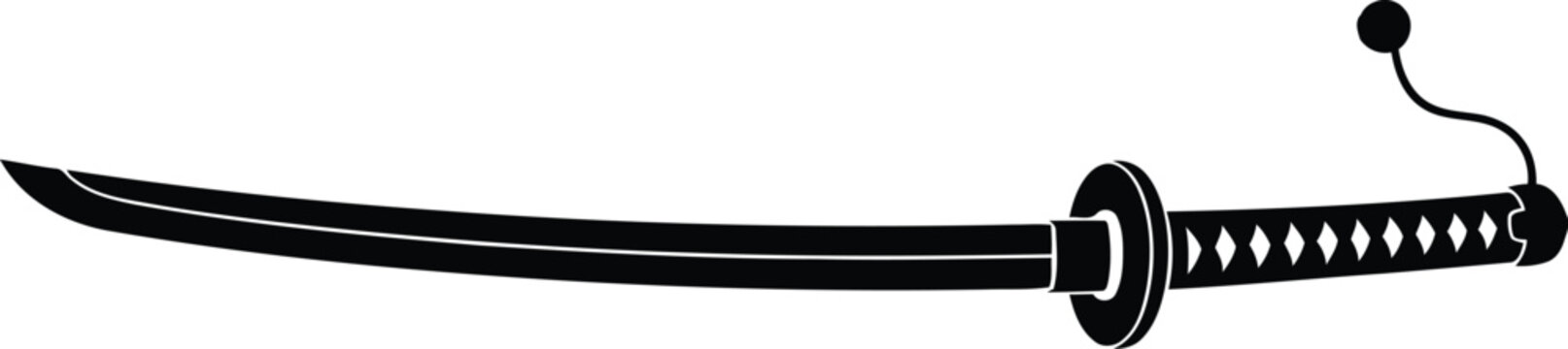 Elegant japanese katana sword samurai weapon warrior blade sharp steel combat illustration vector