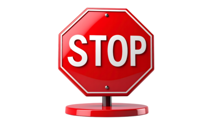 Red STOP Sign Icon on Transparent Background