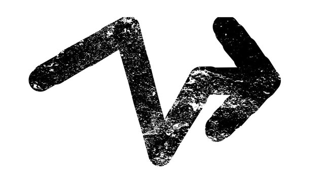 Black grunge textured zigzag arrow symbol isolated on a white background. - Powered by Adobe