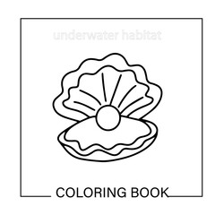 Coloring book. Cartoon set of funny fishes. pearl, star, lion sea, whale coloring book for presschool