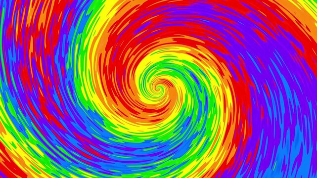 Vibrant colourful spiral Optical illusion illustration, abstract loop background graphics asset, Hypnotizing whirlpool effect