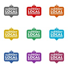 Support local businesses icon isolated on white background. Set icons colorful