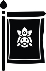 Stylized japanese mon crest flag banner on pole vector illustration simple doodle art vector