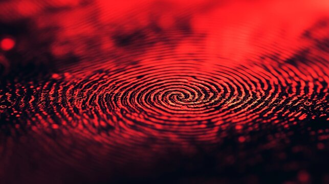 Mysterious red fingerprint swirl - Perfect for security, identity, or crime scene investigation themes with a bold, modern and edgy feel