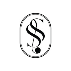 Elegant Intertwined S Monogram Logo in Oval Frame music icon button