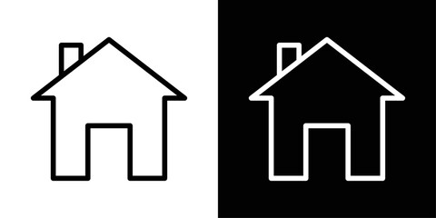 Home icon in black and white stroke on background, perfect for navigation bars, UI menus, and app dashboard interfaces.