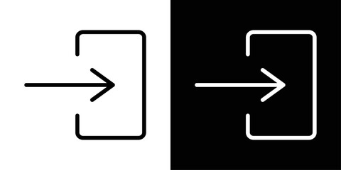 Login icon in black and white stroke on background. Perfect for app interfaces, website authentication screens, and user account features.