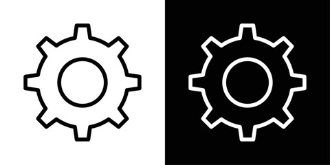 Settings icon in black and white stroke on background, ideal for app menus, system controls, and interface customization tools.