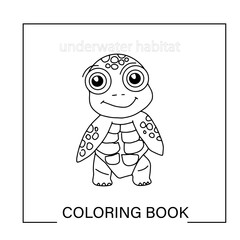 coloring book turtle isolated on white background. Cute turtle coloring page or kids