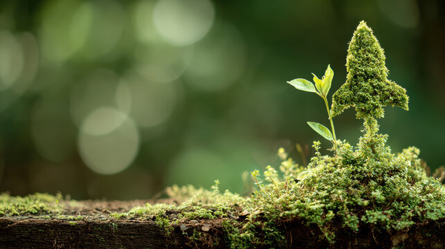 Green rocket moss symbolizes startup innovation and sustainable growth. Hopeful eco concept for environment friendly technology and new idea
