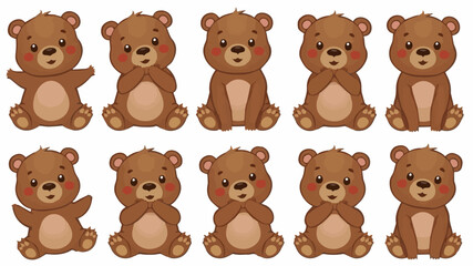 Fototapeta premium set of adorable cartoon flat design bay bear various activity element stock design