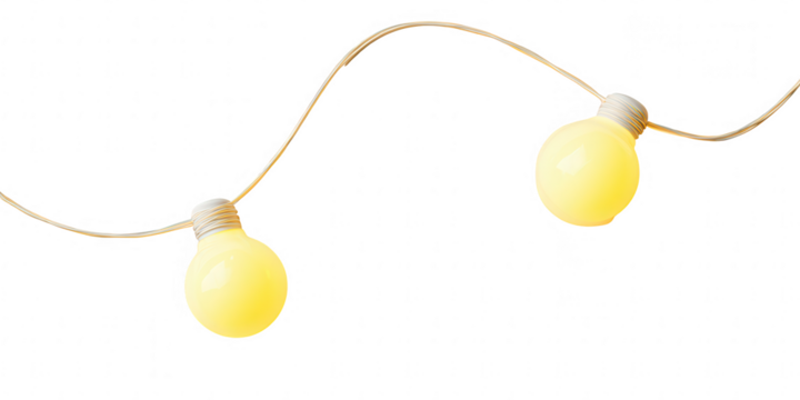 String of decorative lights isolated on transparent background, perfect for adding a warm and festive touch