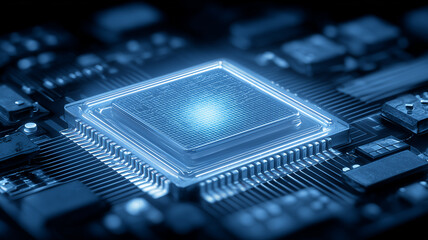 A futuristic digital core representing advanced electronic integration and the concept of concentrated computational power for high demand systems.
