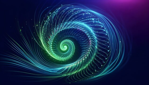 Tech Spiral: Abstract futuristic spiral with binary code. AI Generated, Generative AI