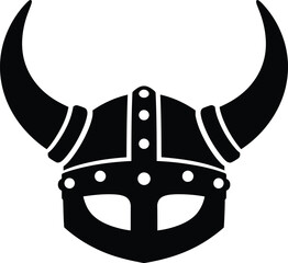 Viking warrior helmet icon silhouette norse mythology symbol scandinavian heritage symbol vector