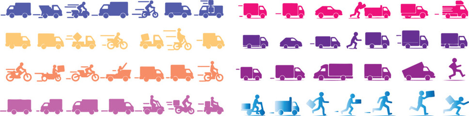 Express Delivery Silhouette Icons &mdash; Fast Shipping & Motion Vector Set