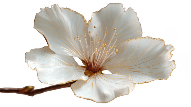 Delicate white flower isolated on transparent background, showcasing beauty and purity in a single bloom