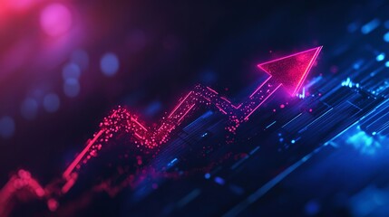 Dynamic pink arrow soaring upward in digital space, perfect for illustrating growth, progress, and success in the modern tech landscape