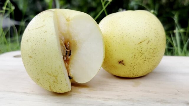 Fresh Asian Pears - A Close-Up Look at Crisp, Juicy Fruit.