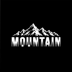 Mountain forest logo design illustration.