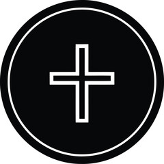 Obraz premium Christian cross symbol inside circle abstract religious icon simple geometric design faith symbol vector