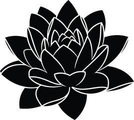 Elegant black silhouette of a blooming succulent plant with detailed petals vector art vector