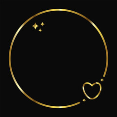 An elegant, luxury-style card with a gold circle on a black background. A luxurious, romantic design for invitations, wedding stationery, posters, and social media. Image. Template. Vector. Art. 