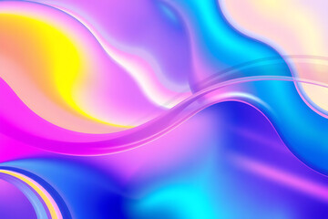 A bright and fluid abstract background featuring soft pastel gradients in pink, blue, yellow, and purple tones. Smooth flowing wave shapes create a dreamy, modern aesthetic ideal for wallpapers, brand