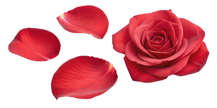 Red Rose Petals Isolated on White Background PNG - Powered by Adobe