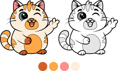 Happy cheerful cat character for kids design