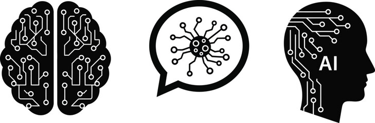 AI-Powered Teamwork Icons – Smart Collaboration and Business Productivity Symbols