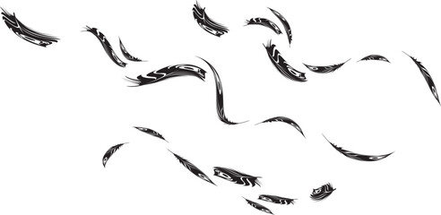 Vector art of black brush strokes create a dynamic and textured pattern isolated on