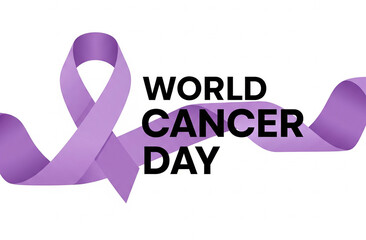 World Cancer Day Awareness Ribbon Illustration on White Background