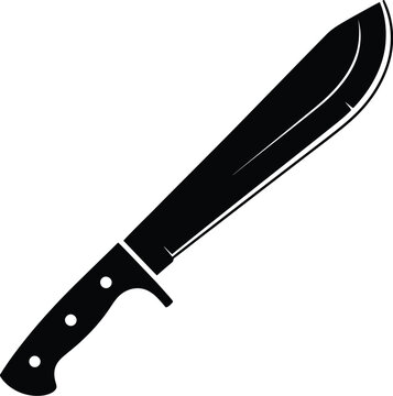 Sharp machete blade tool jungle clearing agriculture work cutting garden equipment outline vector