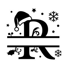 Christmas monogram PNG, Christmas letter R, Christmas name, Christmas split monogram, Christmas alphabet Letter silhouette, Cricut cutting ready file with Transparent background.