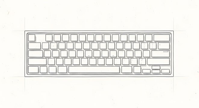 Minimalist outline of a computer keyboard on white background
