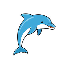 Naklejka premium Cartoon illustration of a cute dolphin isolated on