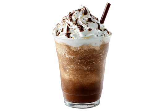 frosty blended frappuccino isolated on transparent background