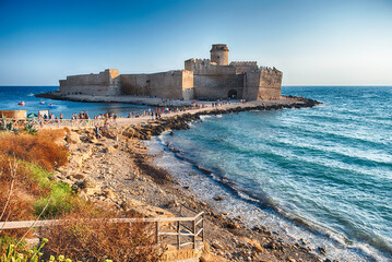 View of the Aragonese Castle, Isola di Capo Rizzuto, Italy