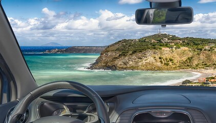 Scenic coastal drive with panoramic sea view in Sicily