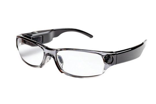 stylish glasses with built-in camera isolated on transparent background