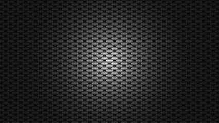 Fototapeta premium Dark carbon fiber texture with abstract metal mesh pattern for an industrial tech design backdrop