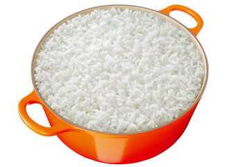 panela com arroz branco cozido isolado em fundo transparente