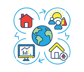 Set of line icons related to real estate, property, buying, renting, house, home. Outline icon collection. Editable stroke. Vector illustration. Linear business symbols