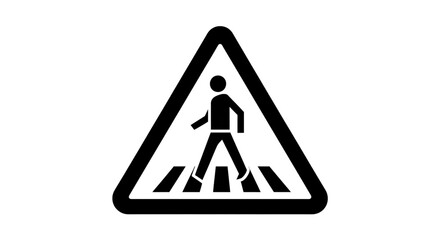 Pedestrian crossing sign simple flat vector icon isolated on white background for web and mobile design
