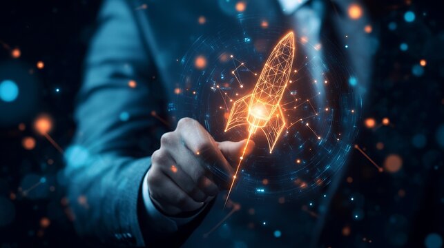 Launch your business to new heights with this modern rocket concept, perfect for innovative startups and cutting-edge technology ventures today