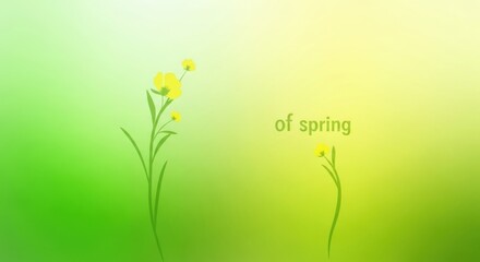 A serene spring scene featuring delicate yellow flowers against a vibrant green backdrop, evoking feelings of renewal and tranquility in natures embrace