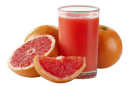 pink grapefruit juice isolated on transparent background