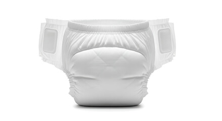 Clean white adult diaper with absorbent padding, designed for comfort and discreet wear
