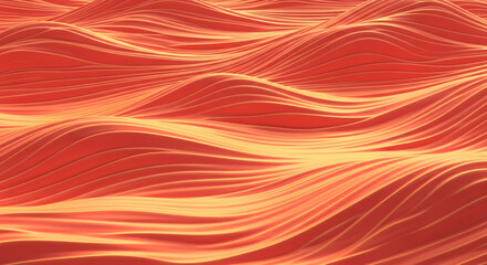 Abstract orange waves with a glowing, smooth appearance, creating a dynamic and flowing movement, representing energy, fluidity, and modern style